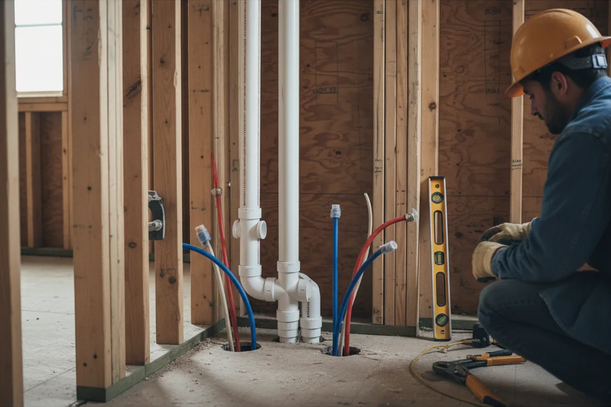 Drain and supply rough-in during Leak Detection in Miami
